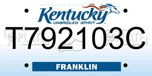 T792103C Kentucky License Plate