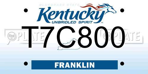 T7C800 Kentucky License Plate