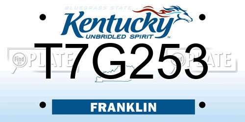 T7G253 Kentucky License Plate