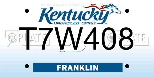 T7W408 Kentucky License Plate