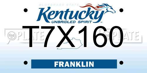 T7X160 Kentucky License Plate