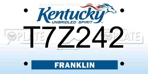 T7Z242 Kentucky License Plate