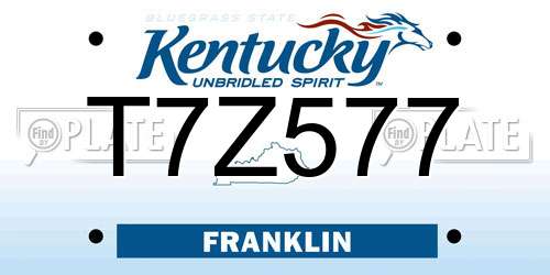 T7Z577 Kentucky License Plate