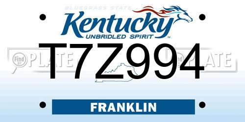 T7Z994 Kentucky License Plate