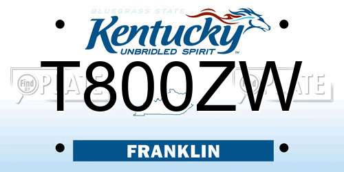T800ZW Kentucky License Plate