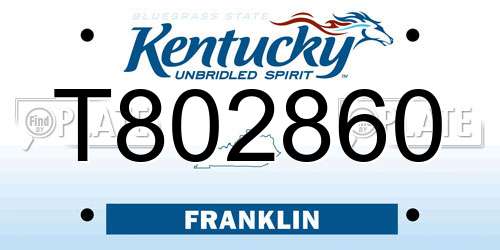 T802860 Kentucky License Plate