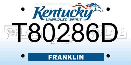 T80286D Kentucky License Plate