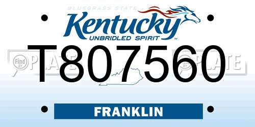 T807560 Kentucky License Plate
