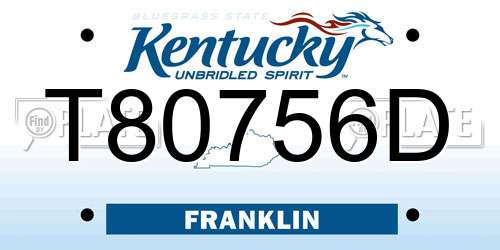 T80756D Kentucky License Plate