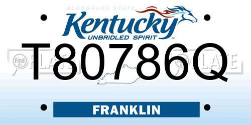 T80786Q Kentucky License Plate