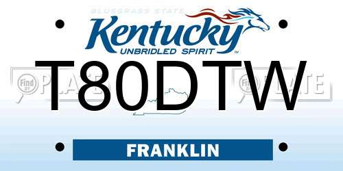 T80DTW Kentucky License Plate