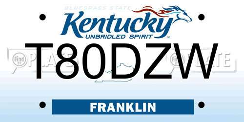 T80DZW Kentucky License Plate
