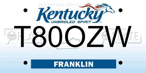 T80OZW Kentucky License Plate