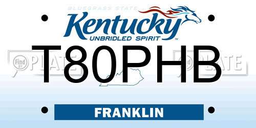 T80PHB Kentucky License Plate