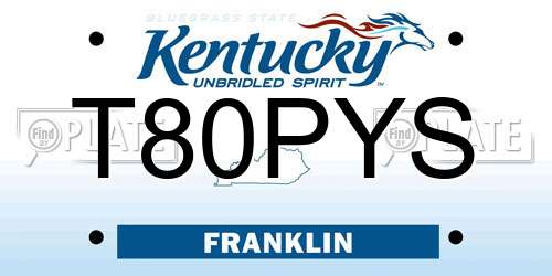 T80PYS Kentucky License Plate