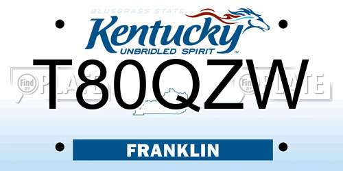 T80QZW Kentucky License Plate