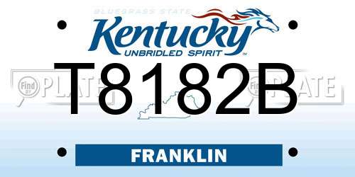 T8182B Kentucky License Plate