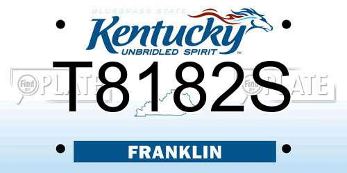 T8182S Kentucky License Plate