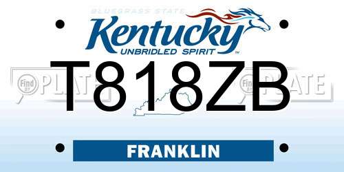 T818ZB Kentucky License Plate