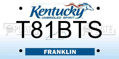 T81BTS Kentucky License Plate