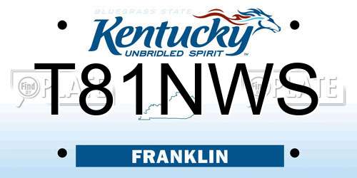 T81NWS Kentucky License Plate