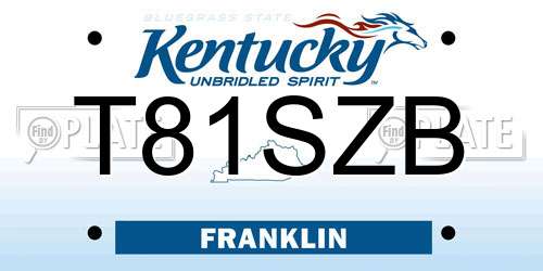 T81SZB Kentucky License Plate