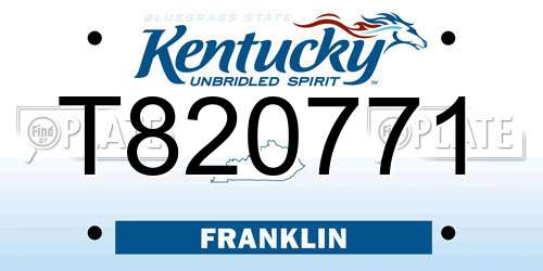 T820771 Kentucky License Plate
