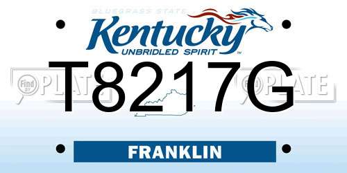T8217G Kentucky License Plate