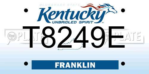 T8249E Kentucky License Plate