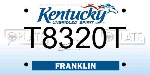 T8320T Kentucky License Plate