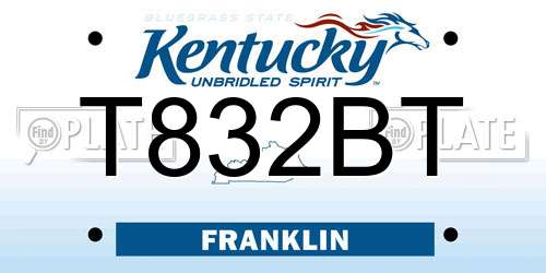 T832BT Kentucky License Plate