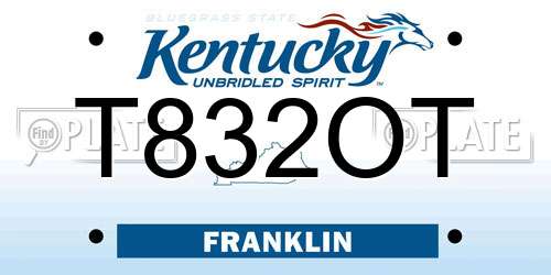 T832OT Kentucky License Plate