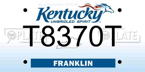 T8370T Kentucky License Plate