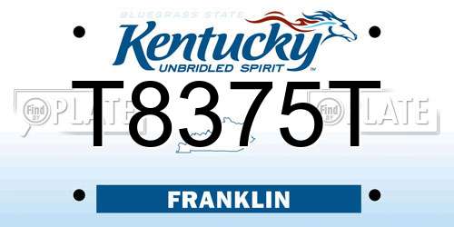 T8375T Kentucky License Plate