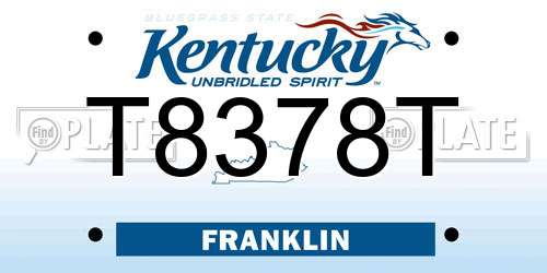 T8378T Kentucky License Plate