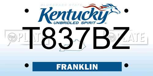 T837BZ Kentucky License Plate