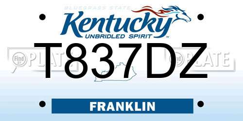 T837DZ Kentucky License Plate