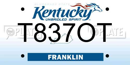 T837OT Kentucky License Plate