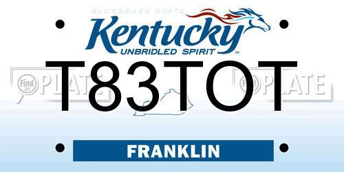 T83TOT Kentucky License Plate