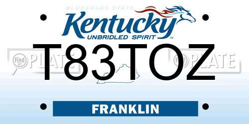 T83TOZ Kentucky License Plate