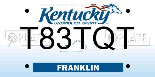 T83TQT Kentucky License Plate