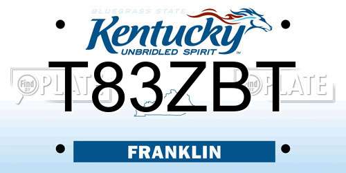 T83ZBT Kentucky License Plate