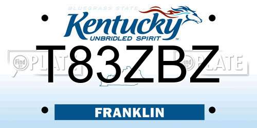 T83ZBZ Kentucky License Plate