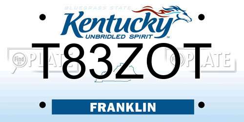 T83ZOT Kentucky License Plate