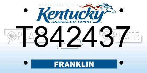 T842437 Kentucky License Plate