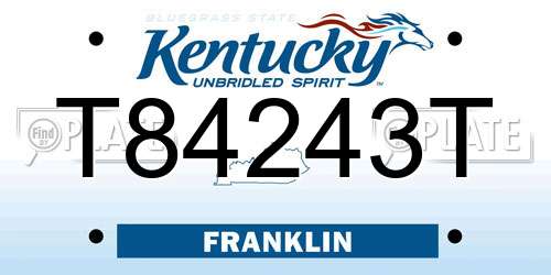 T84243T Kentucky License Plate