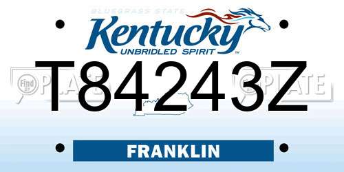 T84243Z Kentucky License Plate