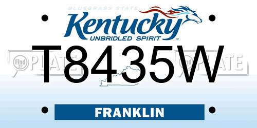 T8435W Kentucky License Plate