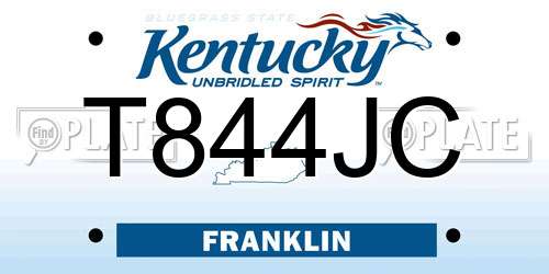 T844JC Kentucky License Plate
