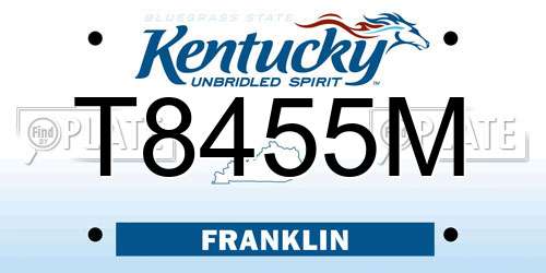 T8455M Kentucky License Plate